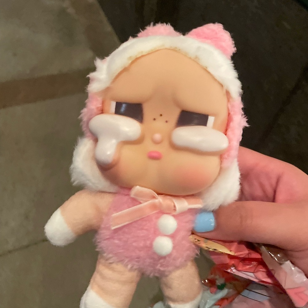 Pink and White Plush Action Figure